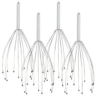 Pearl Kopfhaut Massagegerät: 4er-Set Kopf-Massage-Spinne Kopfmassagegerät mit Metall-Griff