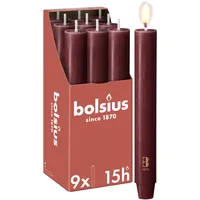 Bolsius Stabkerze XL 23 x 3 cm bordeauxrot 9 Stück
