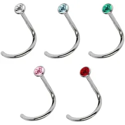 Nasenpiercing ADELIA ́S "Piercing  Piercing Nasenpiercing" bunt Damen Piercings Titan Nasen Piercing Set 5 bunte Nasenstecker mit Spirale- Stab 1 mm