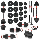 HMS 6-in-1 Gewichtsset Langhantel 30 kg schwarz / rot