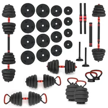 HMS 6-in-1 Gewichtsset Langhantel 30 kg schwarz / rot