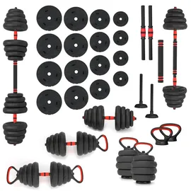 HMS 6-in-1 Gewichtsset Langhantel 30 kg schwarz / rot