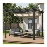 HOMALL Pavillon Pergola 3x3/3x4m Gartenpavillon Pavillon mit Aluminiumrahmen, (Terrassenüberdachung mit Magnetbefestigung für Garten), Manuell verstellbares Schiebedach 300 cm x 300 cm