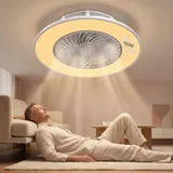 Suusolny 90W LED Deckenventilator mit Lichtfunktion, ultra-leiser Deckenventilator, dimmbare Beleuchtung, stufenlos dimmbar und geschwindigkeitsverstellbar, mit Fernbedienung für Wohn- und Schlafräume