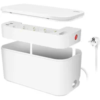 Logilink Kabelbox mit 5-Fach-Steckdosenleiste inkl. 3X USB, Farbe: Weiß