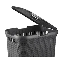 Curver Style Wäschebox (60L) + Wäschekorb und Set, Kunststoff, anthrazit, 60 L + 1 x 45 L