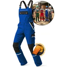 TMG INTERNATIONAL Textile Management Group TMG® | Lange Arbeitslatzhose Herren, Blaue Latzhose mit Kniepolstertaschen aus Cordura, viel Stauraum, robust | 46 - 46