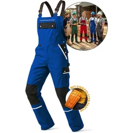TMG INTERNATIONAL Textile Management Group TMG® | Lange Arbeitslatzhose Herren, Blaue Latzhose mit Kniepolstertaschen aus Cordura, viel Stauraum, robust | 46 - 46