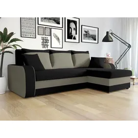 Mirjan24 Ecksofa 2-Sitzer Mikrofaser Grau/Schwarz