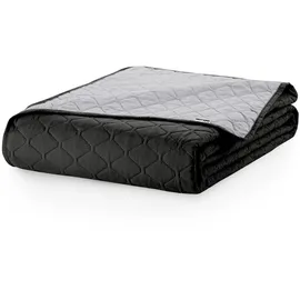 DecoKing 15155 Tagesdecke 170 x 270 schwarz stahl silber anthrazit grau Bettüberwurf zweiseitig Steppung black silver Axel