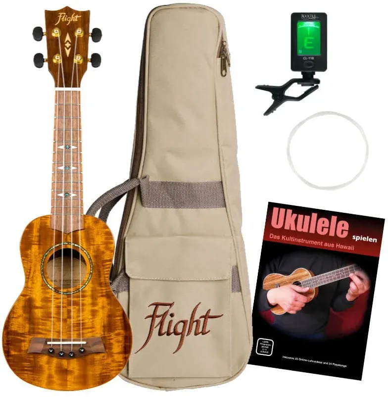 Flight DUS445 Glossy Acacia Sopran Ukulele Set