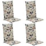 GO-DE Stuhlauflagen Hochlehner 4er Set XIMULI, Creme - Blau - Hochlehner - 4er Set