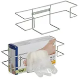 Relaxdays Handschuhspender 2er Set, für Einweg-Handschuhboxen, Handschuhhalter Wand, HBT: 9,5 x 28 x 9,5 cm, Eisen, grau