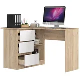 akord furniture factory AKORD B16 links Sonoma-Eiche mit Front Weiß B124 x H77 x T85 cm