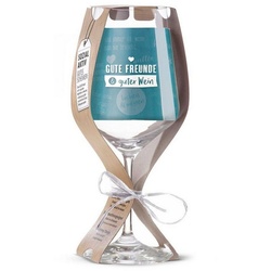 GILDE Rotweinglas Glas Weinglas ‚Gute Freunde & guter Wein‘ 500ml, Glas weiß