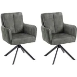 ronald verdult Polsterstühle 2er Set ALEX, Grau - Schwarz - Stoffbezug - Metallgestell - 180 Grad drehbar - 2er Set