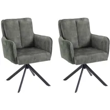 ronald verdult Polsterstühle 2er Set ALEX, Grau - Schwarz - Stoffbezug - Metallgestell - 180 Grad drehbar - 2er Set