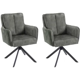 ronald verdult Polsterstühle 2er Set ALEX, Grau - Schwarz - Stoffbezug - Metallgestell - 180 Grad drehbar - 2er Set