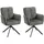 ronald verdult Polsterstühle 2er Set ALEX, Grau - Schwarz - Stoffbezug - Metallgestell - 180 Grad drehbar - 2er Set
