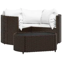 vidaXL 4-tlg Garten-Lounge-Set mit Kissen Braun Poly Rattan