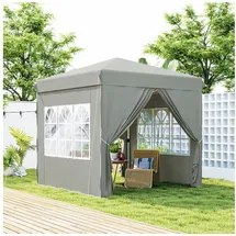 Outsunny Faltpavillon 2,5 x 2,5 m inkl. 4 Seitenteile Hellgrau