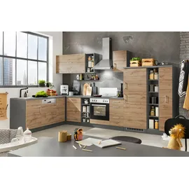 kochstation Winkelküche L-Form 210 x 360 cm grau