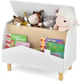 FANTASK Spielzeugkiste Holz mit Regal, Spielzeugtruhe mit Deckel, Aufbewahrungstruhe Spielzeugbox für Kinderspielzeug