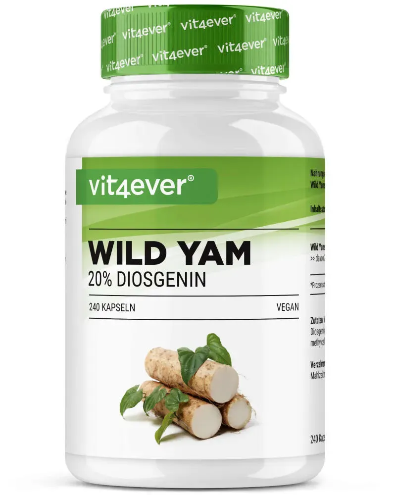 Wild Yam - 880 mg pro Tag - 20% Diosgenin - 240 Kapseln