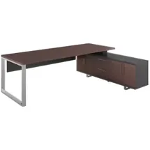 xlmoebel Designer Eckschreibtisch braun schwarz Luxus Büroarbeitsplatz Modern