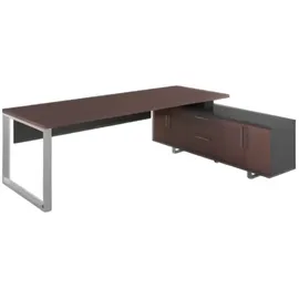 xlmoebel Designer Eckschreibtisch braun schwarz Luxus Büroarbeitsplatz Modern