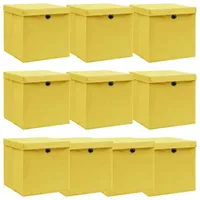 VidaXL Aufbewahrungsboxen mit Deckeln 10 Stk. Gelb 32x32x32 cm