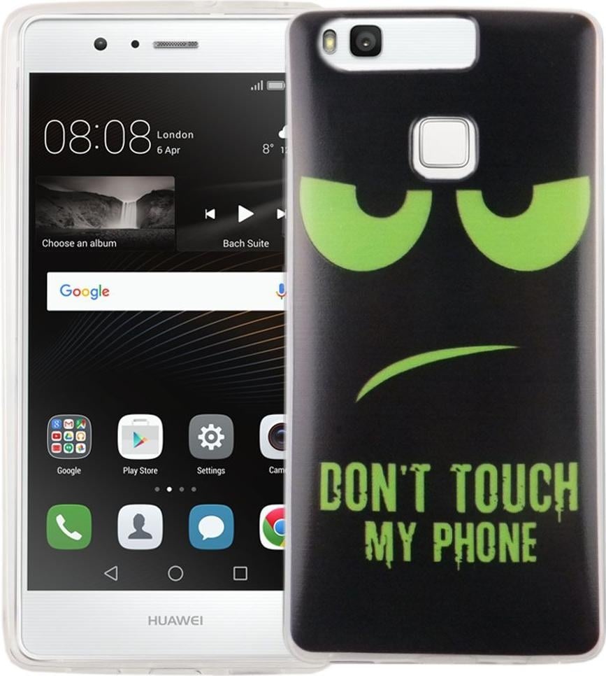 König Design Dont Touch My Phone Handyhülle Huawei P9 Silikon (Huawei P9), Smartphone Hülle, Schwarz