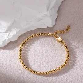 FIRETTI Fußkette FIRETTI "Schmuck Geschenk Edelstahl Fußschmuck Venezianerkette Color", gold (gelbgoldfarben), Fußketten, Damen, Edelstahl