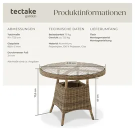 Tectake Gartentisch Ø 91 x 73,5 cm natur