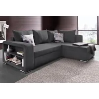 Collection AB Ecksofa »John L-Form« mit Bettfunktion, Bettkasten und integriertem Regal, grau