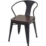 Mendler 2er-Set Esszimmerstuhl HWC-H10d, Stuhl Küchenstuhl Chesterfield Metall Kunstleder Industrial Gastronomie ~ schwarz-braun