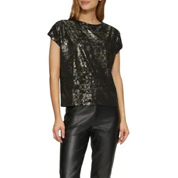 s.Oliver T-Shirt, mit metallisiertem Muster, Gr. 42, BLACK, , 77295637-42