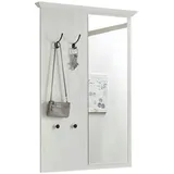 furn.design Garderobenpaneel Hooge in Pinie weiß Landhaus Wandgarderobe mit Spiegel 105 x 140 cm