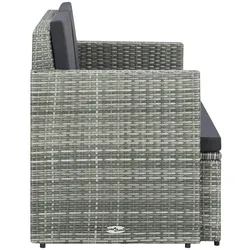 vidaXL 2-Sitzer-Gartensofa mit Auflagen Grau Poly Rattan