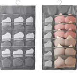 Copiel 2PCS Kleiderschrank Hängend Organizer für Unterwäsche Socken BHS mit 30 Taschen, Faltbar Stoff Hängeorganizer Hängende Lagerung Faltbar Platzsparend für Wand Tür Wandschrank