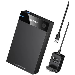 UGREEN USB 3.0 Festplattengehäuse UASP 3,5 Zoll Externe Festplatten Gehäuse USB 3.0 externes Gehäuse Case für 3.5" SATA SSD und HDD mit USB 3.0 Kabel und 12V 2A Netzteil Werkzeuglos