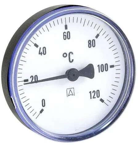 AFRISO Bimetall-Thermometer - Gehäuse ABS-Kunststoff schwarz (Ø 63 mm), 1/2'' x 40 mm, Skala 0-120 °C, SCHWARZ