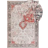 Beliani Teppich Baumwolle Polyester 200 x 300 cm Rot und Beige Orientalisches Muster Vintage Wohndekor