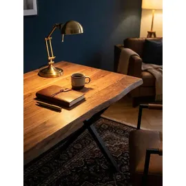 KADIMA DESIGN Schreibtisch Akazie Goldbraun-Schwarz