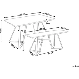 Beliani Esszimmer Set Upton Hellbraun 2-sitzer