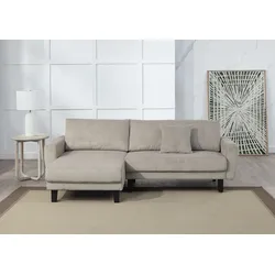 Ecksofa "Leonid L-Form", grau (taupe), B:234cm H:85cm T:132cm, 100% PES, ATLANTIC HOME COLLECTION, Sofas, mit Schlaffunktion und Bettkasten