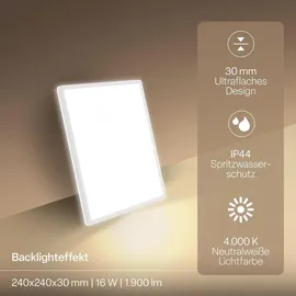 B.K.Licht LED Panel 1 24x24 cm eckig weiß
