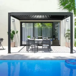 Oviala Business Bioklimatische Pergola 3x4m gelehnt und 3 Markisen
