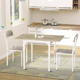 Homcom 3 TLG Essgruppe mit 2 Stühlen und Tisch klappbare Tischplatte 120 x 60 x 75 cm Stahl MDF Natur Weiß ideal für Küche & Esszimmer Aosom.de