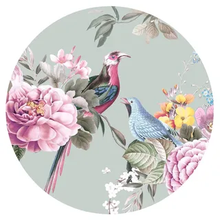 Grandora Wandtattoo Wandaufkleber Blumen Schlafzimmer Wandsticker florales Design Wandbild Wohnzimmer Wanddeko Flur Esszimmer Tapete selbstklebend rund DL652-11
